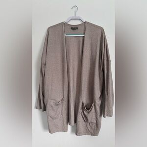 Natural Reflections Rose/Tan Open-Front Cardigan